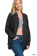 Dray Gauze Button Down Raw Edge Shirt