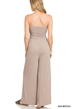 Juliette Smocked Jumpsuit (Dark Brown)