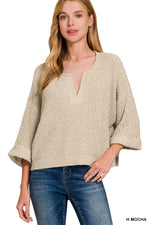 Voyage Split Neck Knit Sweater