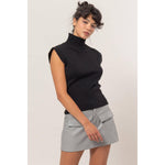 Evoke High-Neck Sleeveless Sweater Top