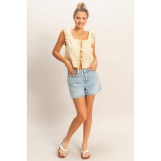 Daydream Believer Gingham Tie Front Top
