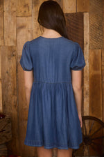 Indigo Bloom Mini Dress
