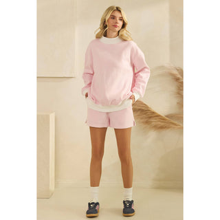 Daydream Mock Neck Striped Crewneck