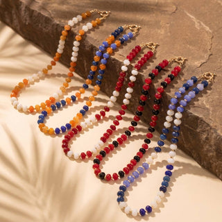 Round Stone Beaded Statement Necklace