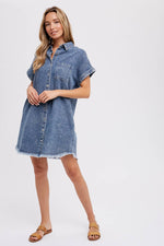 Emma Frayed Denim Shirt Dress