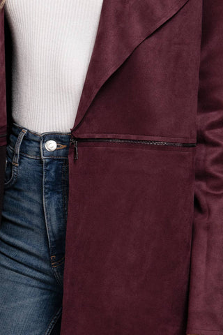 Verona Zipper Detail Faux Suede Jacket
