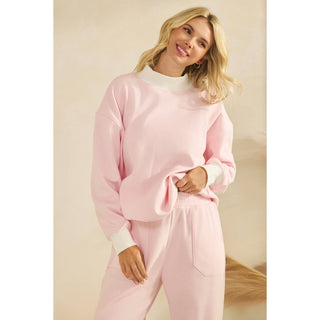 Daydream Mock Neck Striped Crewneck