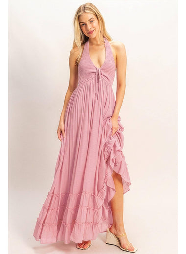 Moonpetal Halter Maxi Dress