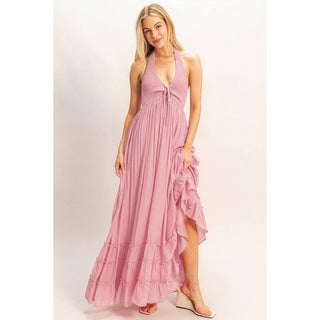 Moonpetal Halter Maxi Dress