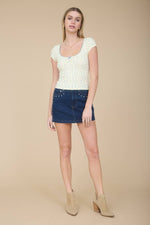 Petal Bow Scallop Knit Top