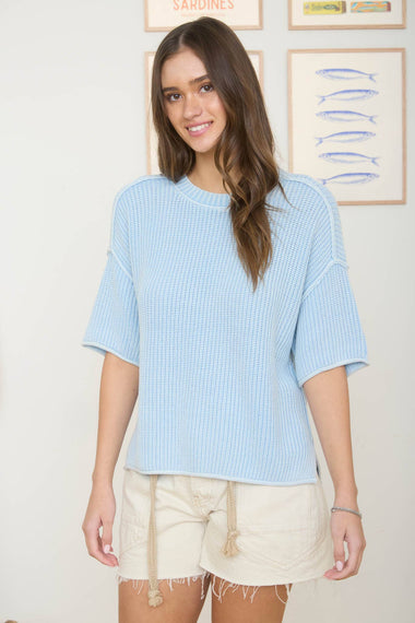 Washed Ease Short Sleeve Sweater