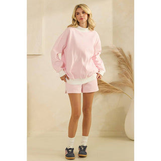 Daydream Mock Neck Striped Crewneck