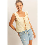 Daydream Believer Gingham Tie Front Top