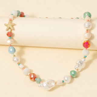 Pearl And Starfish Mixed Beaded Necklace