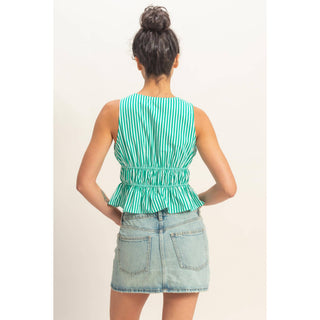 Sunlit Stripe Peplum Top