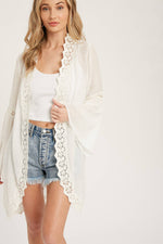 Sunkissed Crochet Trim Kimono (Ivory)
