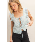 Daydream Believer Gingham Tie Front Top
