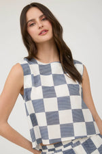 Poppy Checkered Button Back Blouse