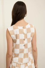 Poppy Checkered Button Back Blouse