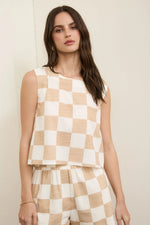 Poppy Checkered Button Back Blouse