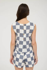 Poppy Checkered Button Back Blouse