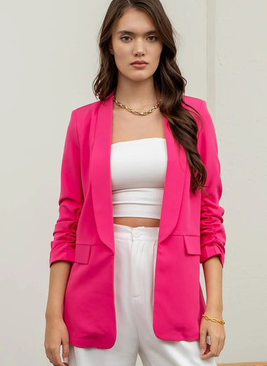 Sophia Ruched 3/4 Sleeve Blazer