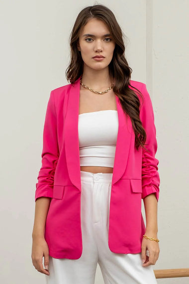 Sophia Ruched 3/4 Sleeve Blazer